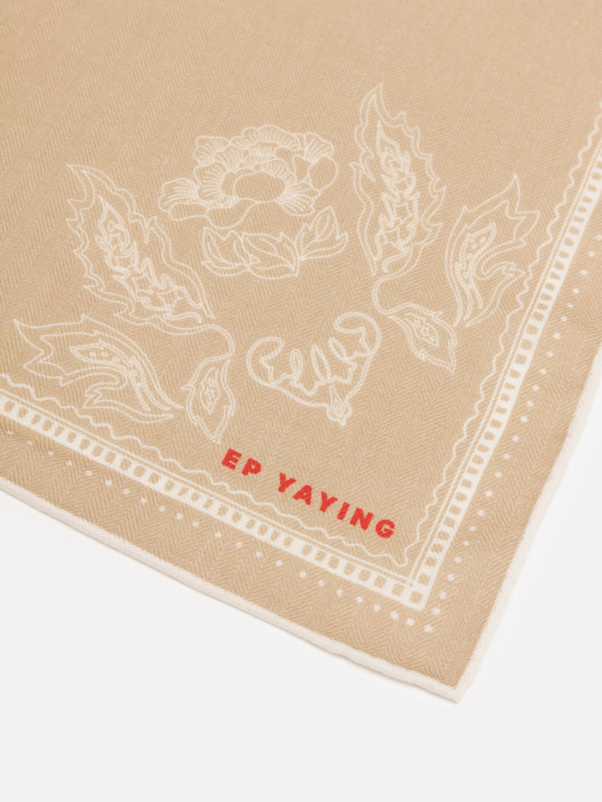 EP YAYING Silk-Wool-Cashmere Chinese Peony Print Scarf