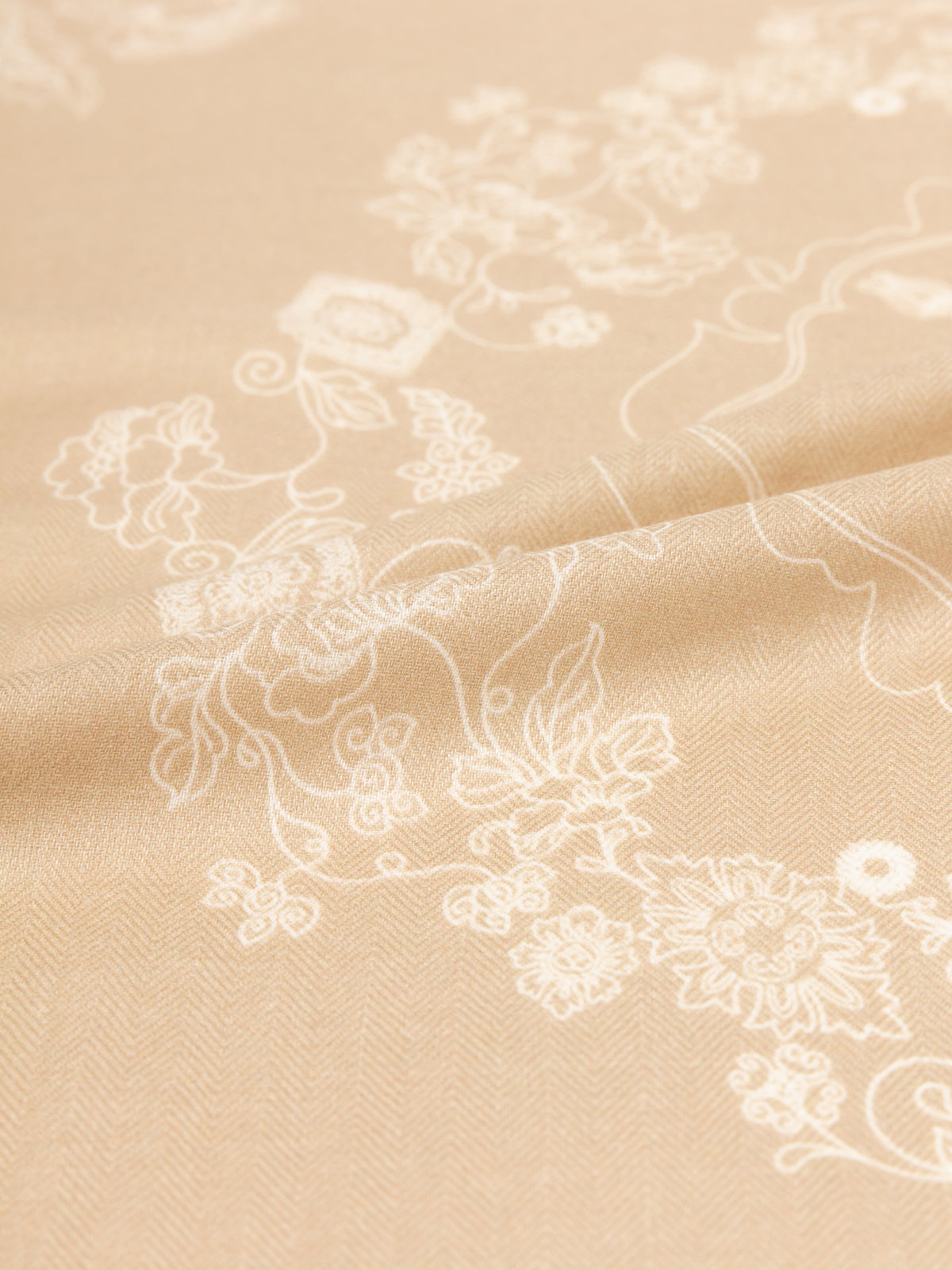 EP YAYING Silk-Wool-Cashmere Chinese Peony Print Scarf
