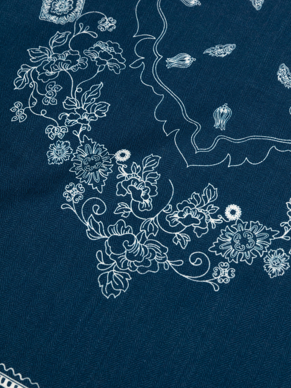 EP YAYING Silk-Wool-Cashmere Chinese Peony Print Scarf