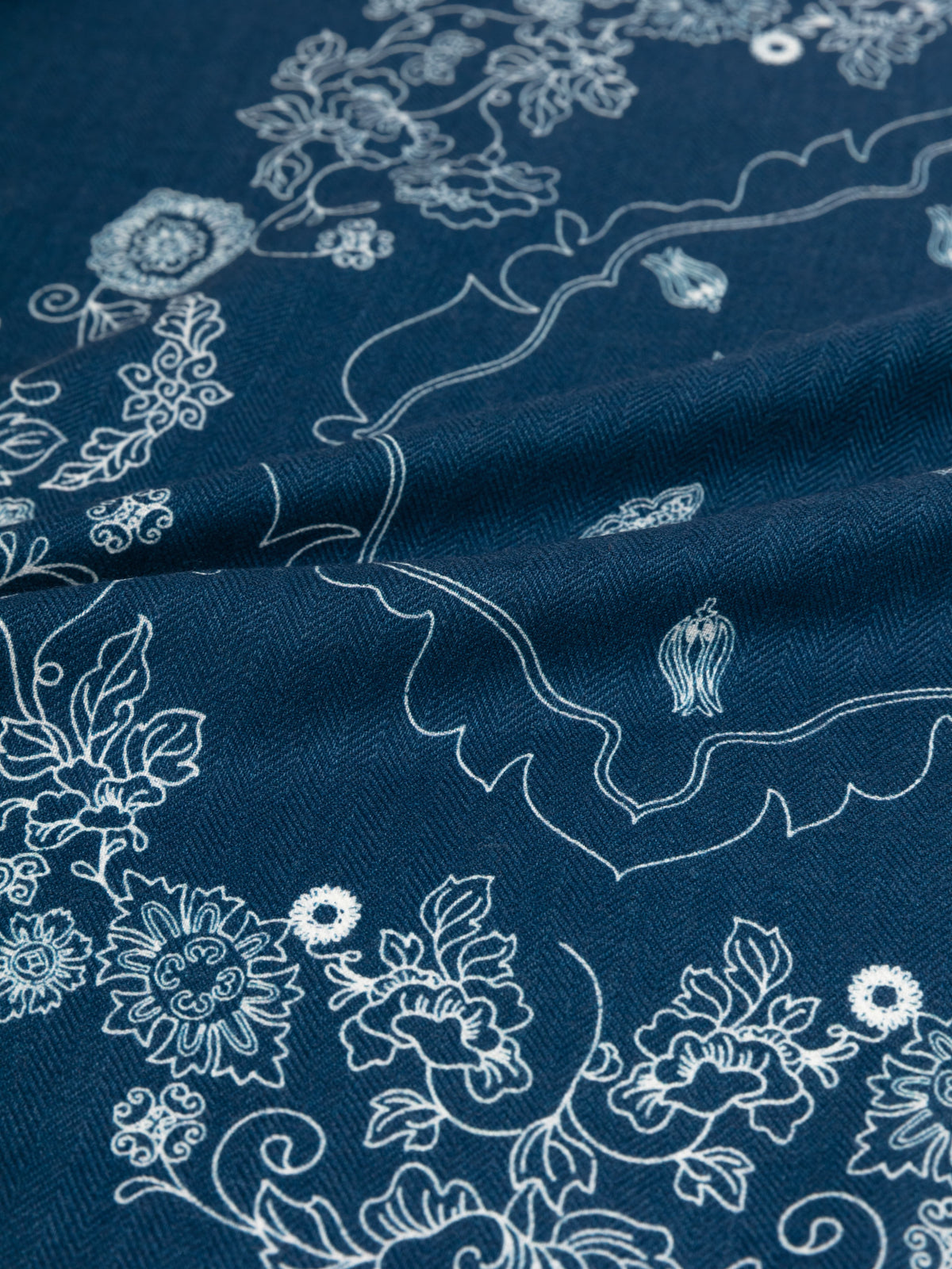 EP YAYING Silk-Wool-Cashmere Chinese Peony Print Scarf