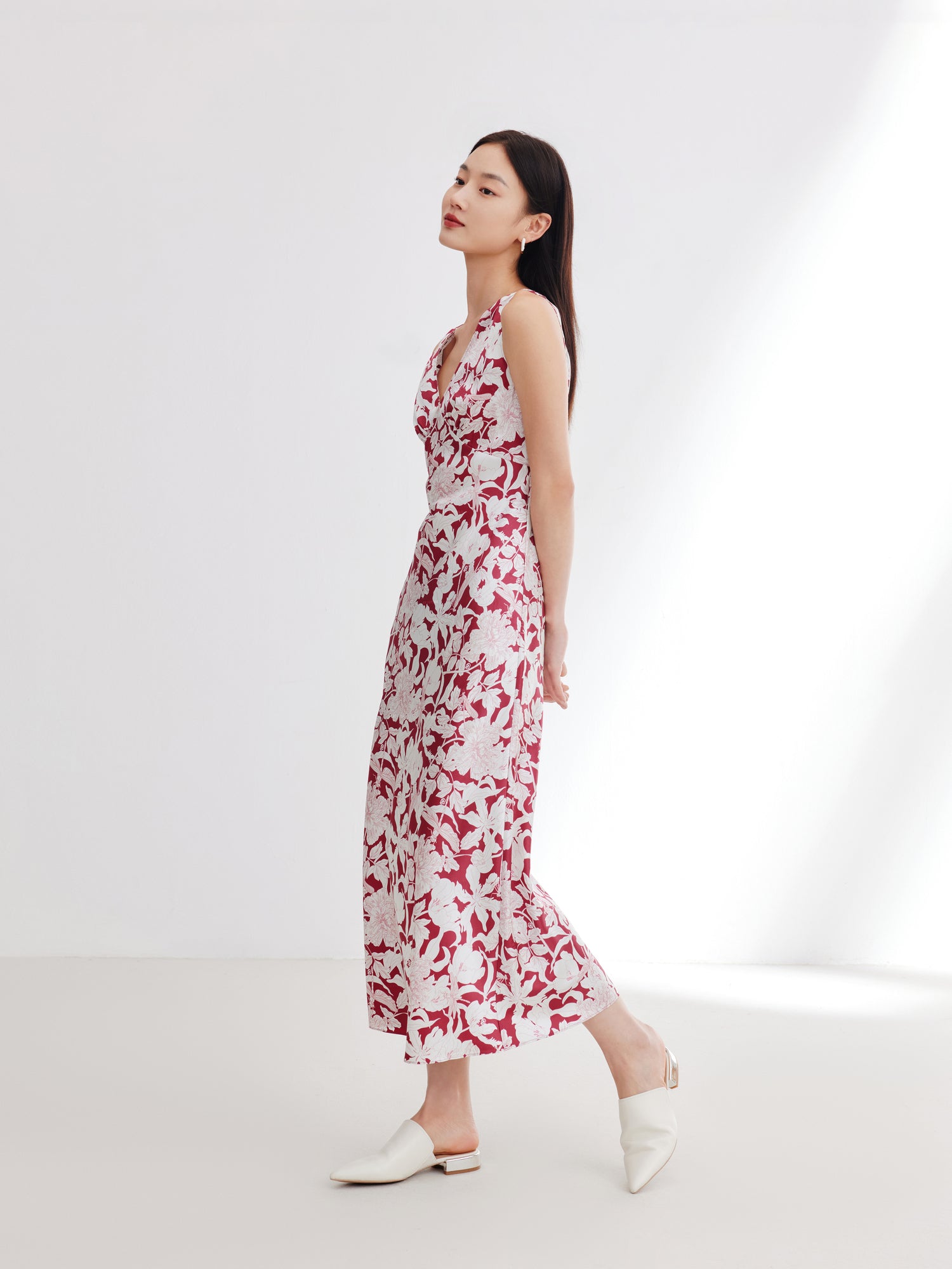 EP YAYING Silk Printed Dress