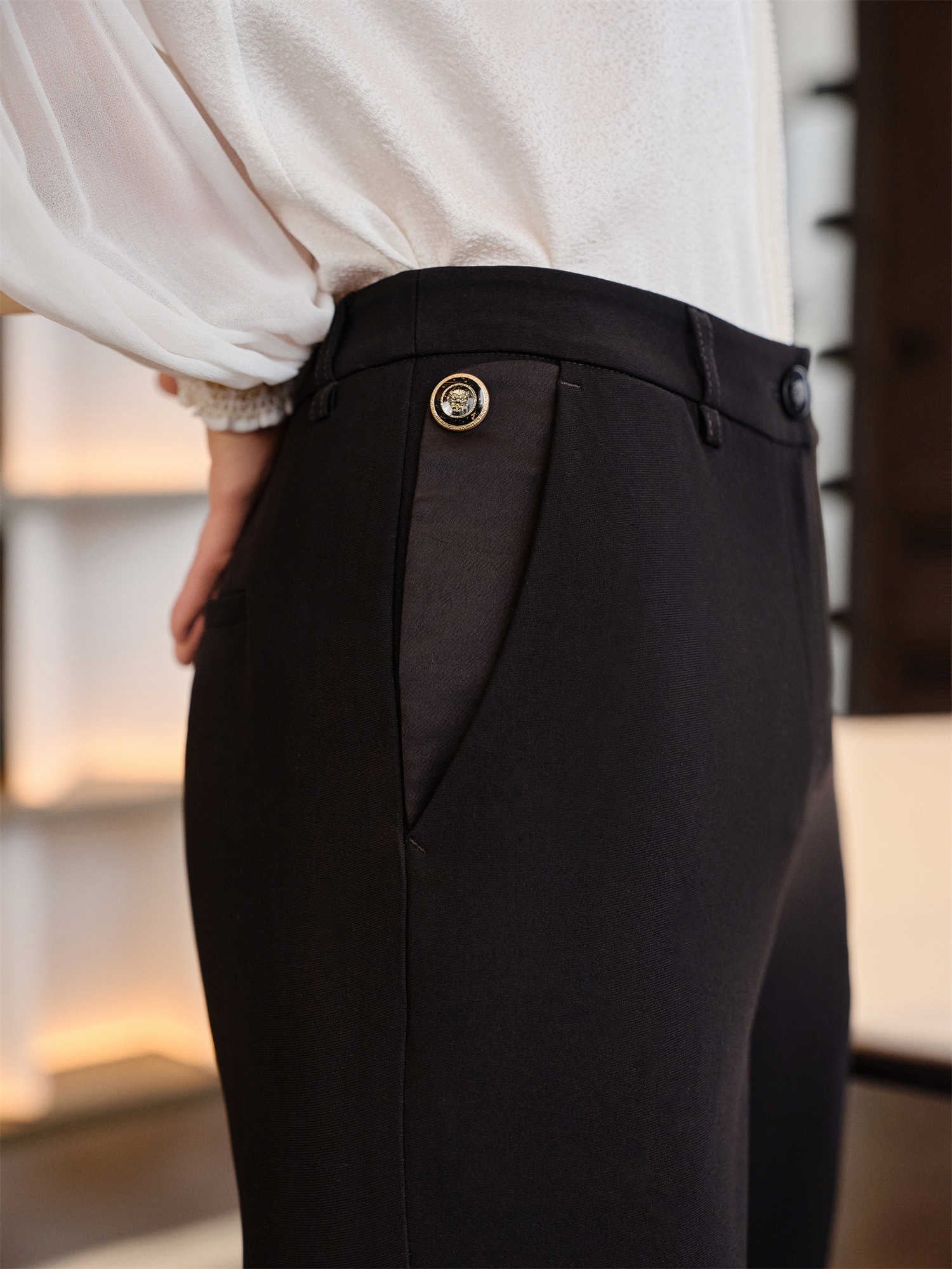 YAYING Triacetate Black Pants
