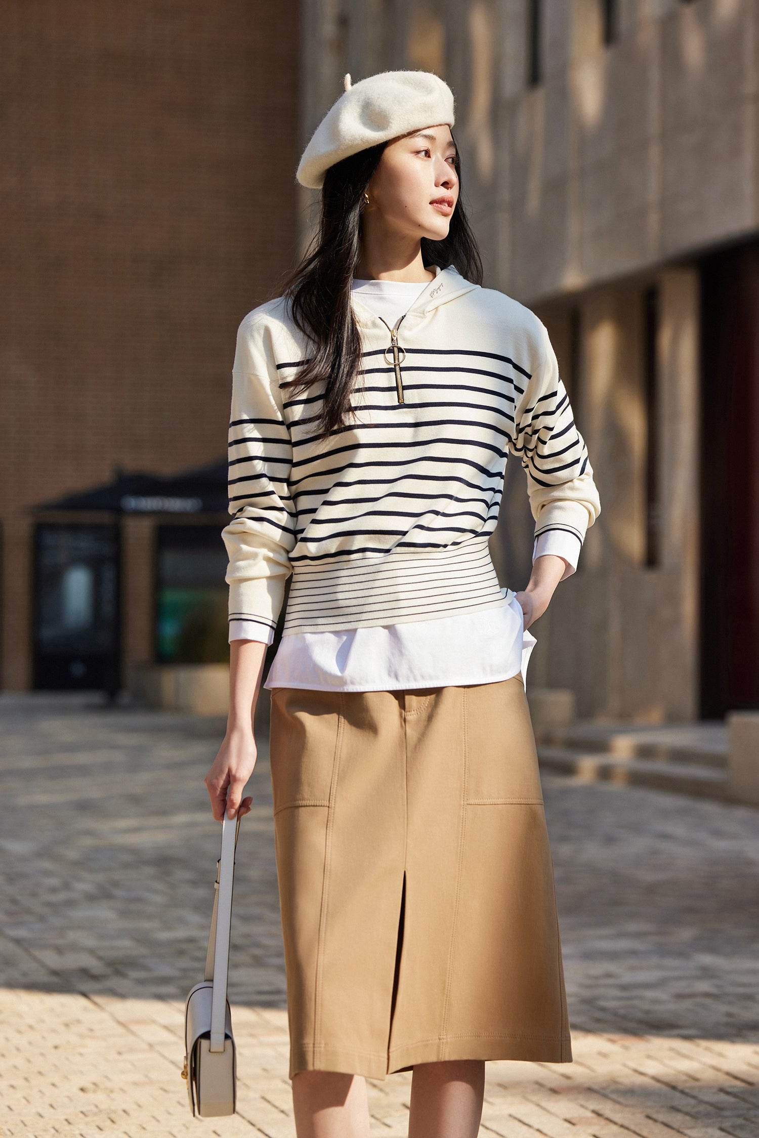 EP YAYING Stripe Patchwork Knit