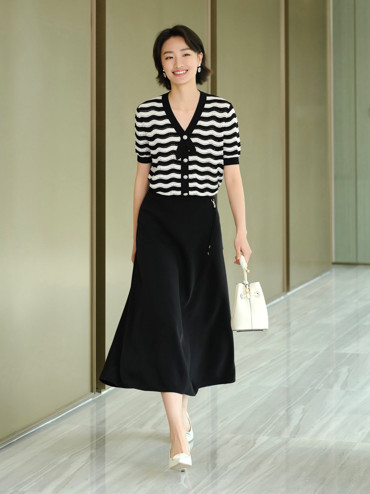 EP YAYING Hollow Striped Knitwear