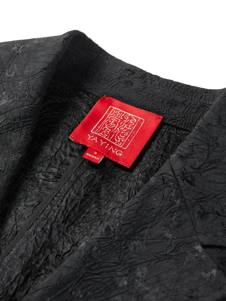 YAYING Jacquard Cinched Waist Blazer Jacket
