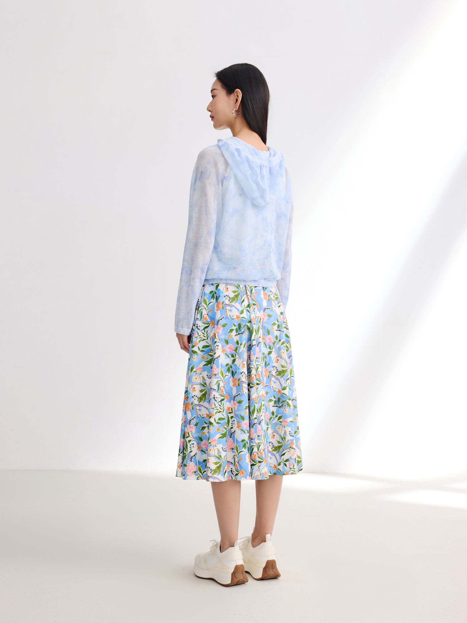 EP YAYING Linen Hooded Knit Cardigan