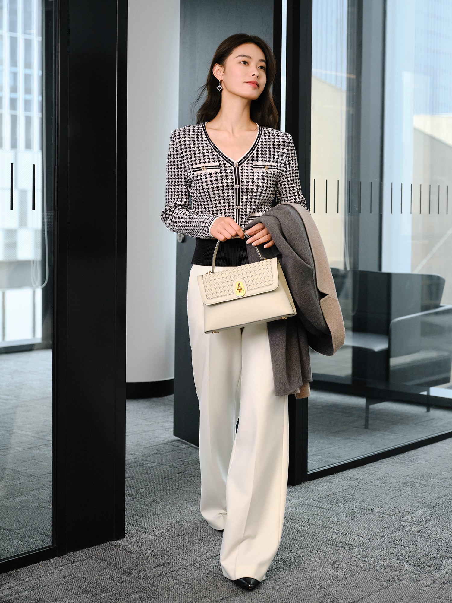 EP YAYING Printed Pleated Slim Shirt
