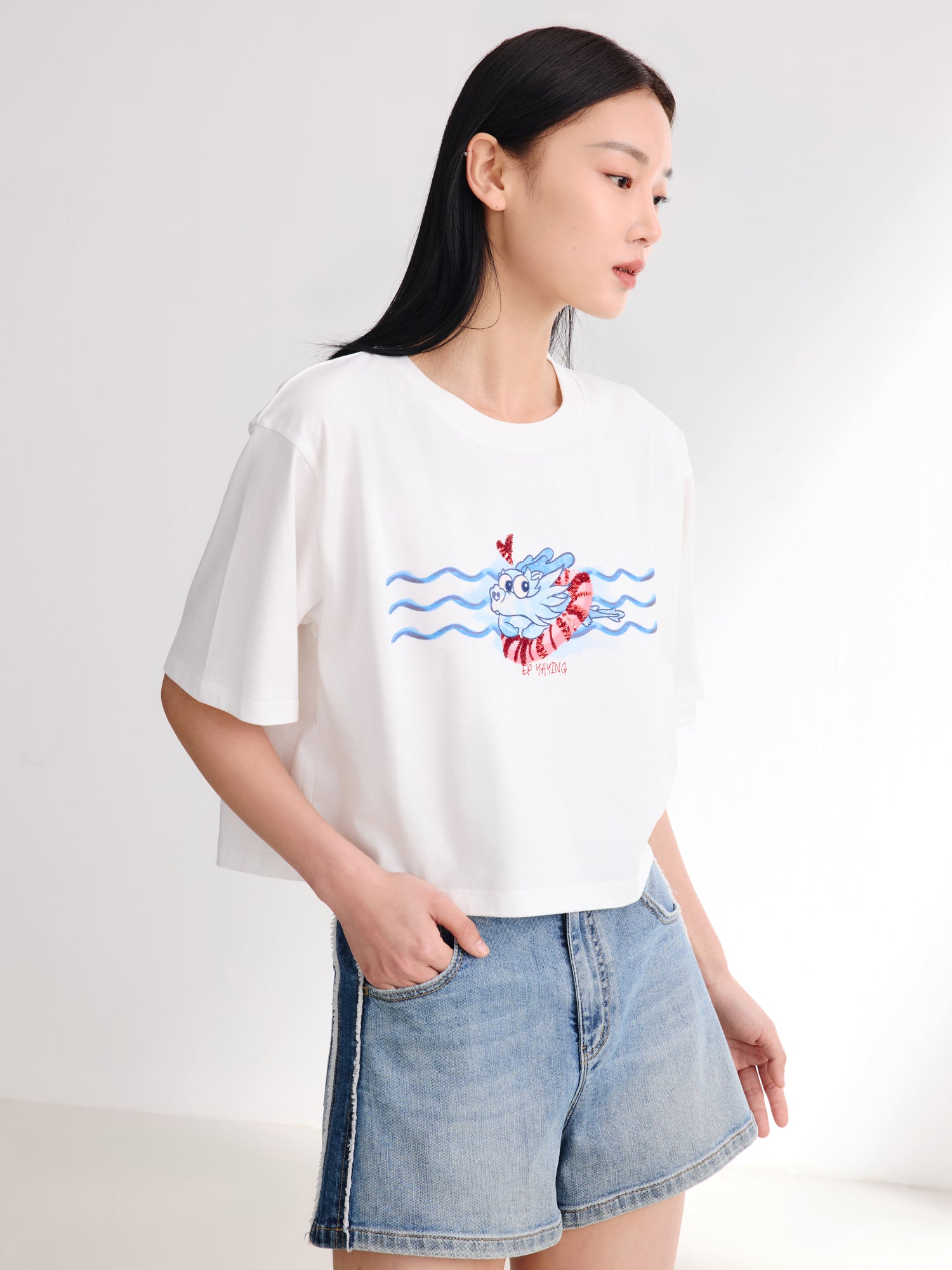 EP YAYING Pure Cotton Printed T-shirt