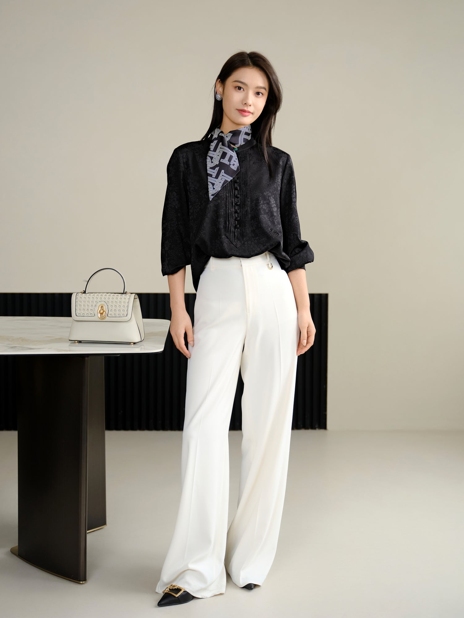 EP YAYING Silk Jacquard Shirt