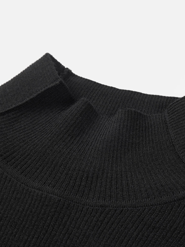 EP YAYING Pure Wool Solid Color Knit Sweater