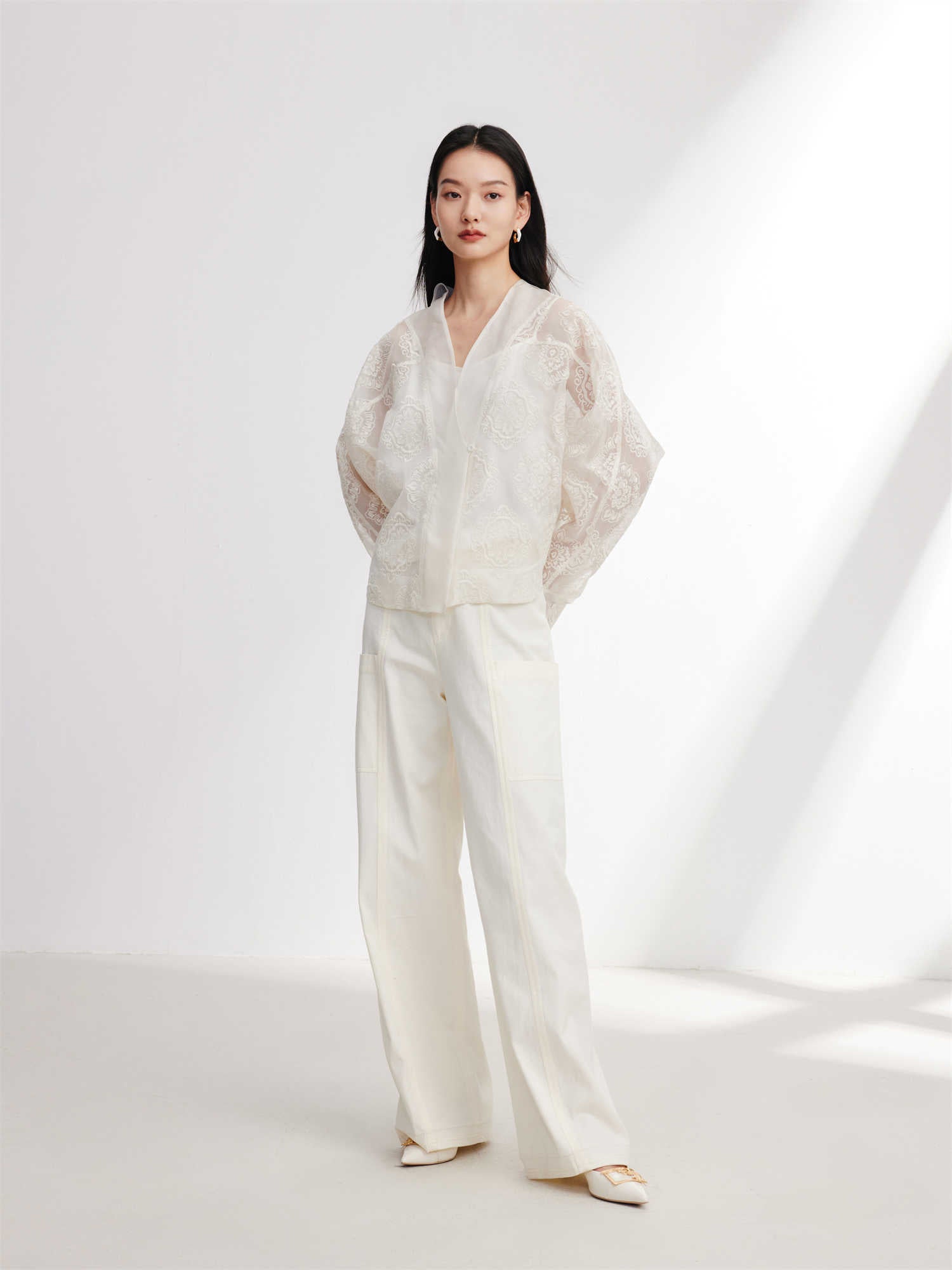 EP YAYING Silk Embroidered Shirt