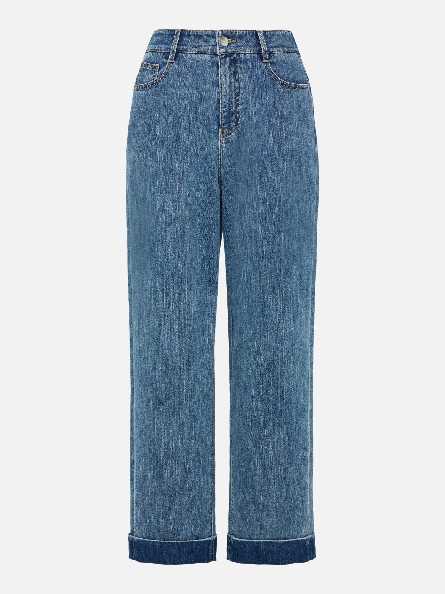 EP YAYING Rolled Hem Straight-Leg Jeans