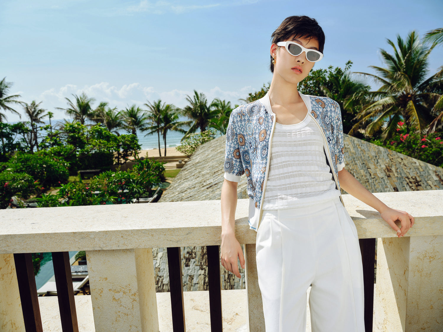 EP YAYING Vintage Jacquard Knit Cardigan