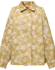 YAYING Gilded Jacquard Mandarin-Collar Mid-Length Coat