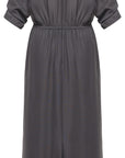YAYING Cotton Wool Elegant V-Neck Waist-Cinching Dress
