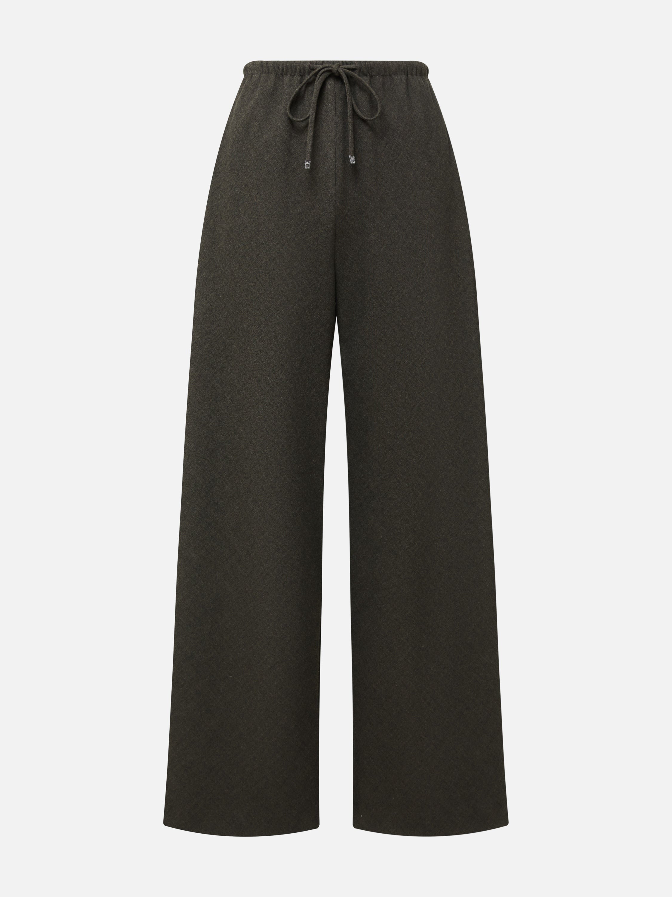 EP YAYING Wool Blend Drawstring High-Waist Wide-Leg Pants