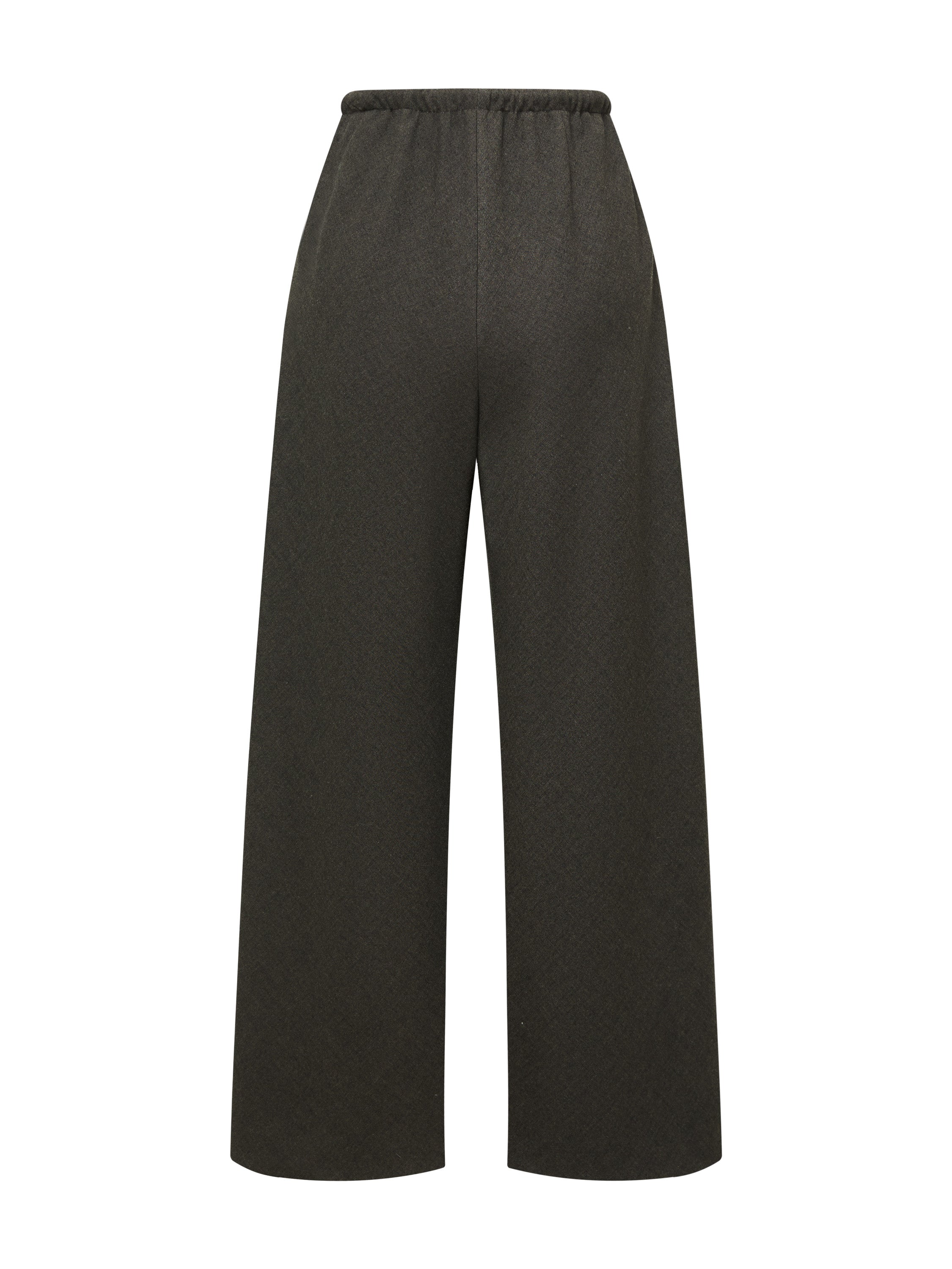 EP YAYING Wool Blend Drawstring High-Waist Wide-Leg Pants