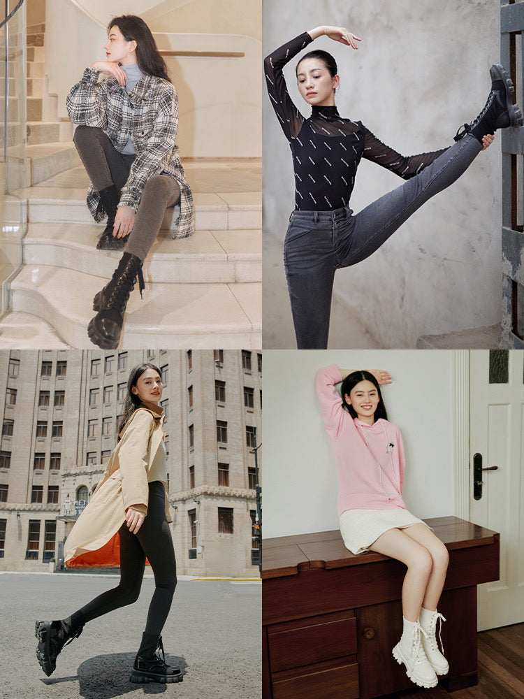 EP YAYING Knit Patchwork Martin Boots