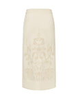 EP YAYING Blue Label Wool Jacquard Elastic-Waist Knit Skirt