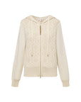 EP YAYING Cashmere Jacquard Hooded Zip Sweater