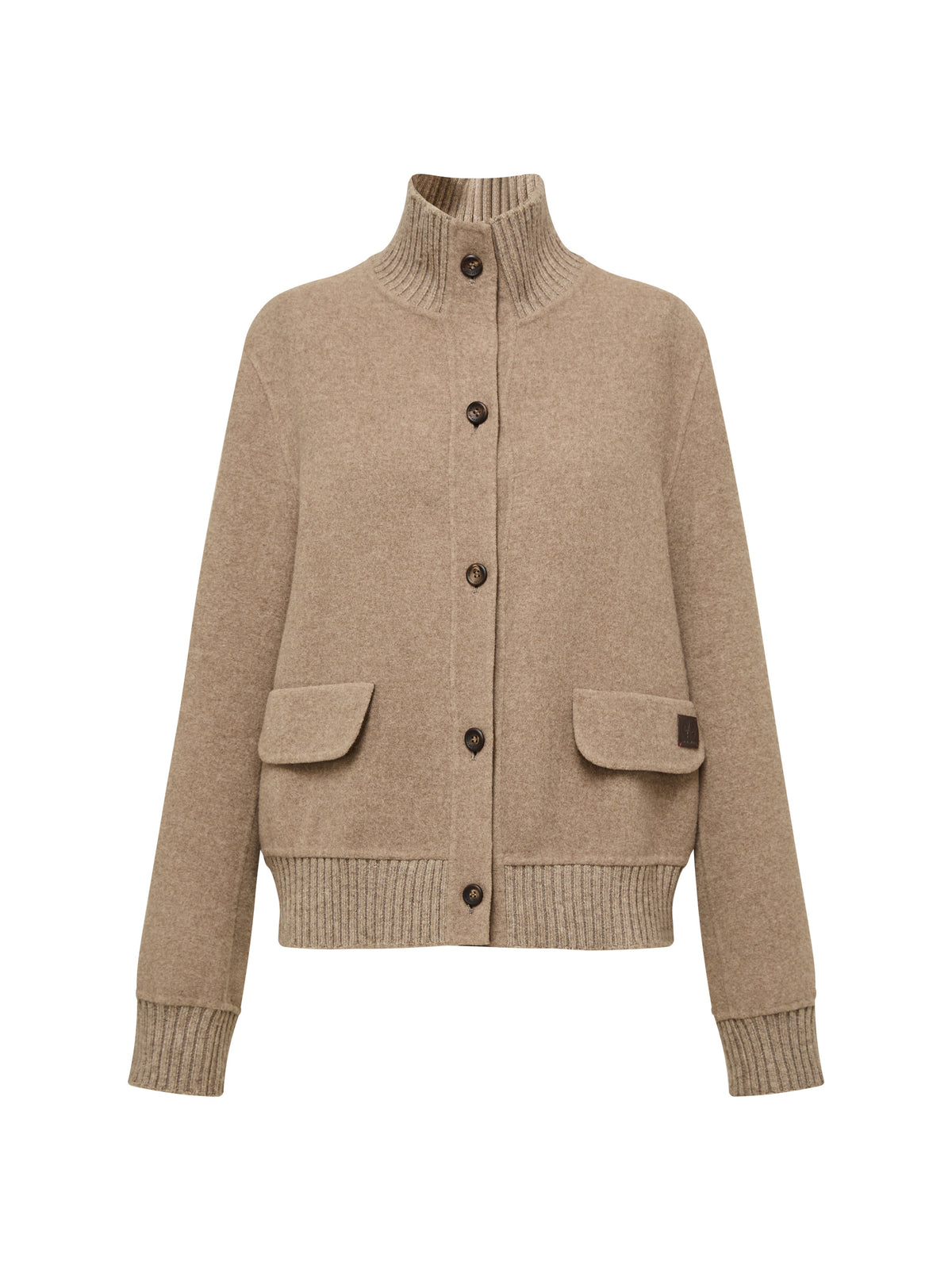 EP YAYING Wool &amp; Cashmere Blend Stand-Collar Knit Coat