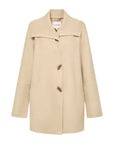 EP YAYING Camel Wool Old-Money Relaxed Mid-Length Coat
