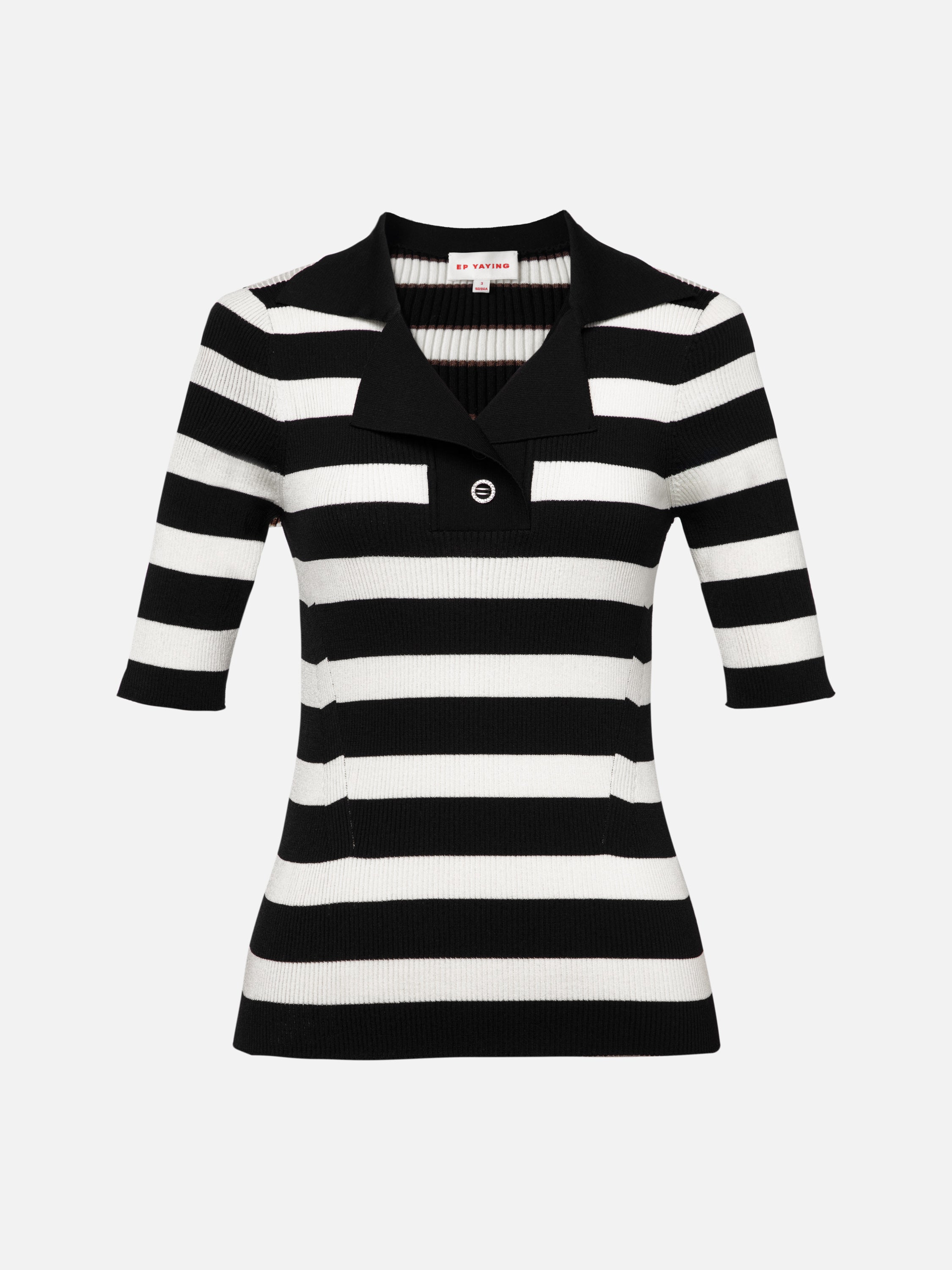 EP YAYING Navy Stripes Wool Knit Top