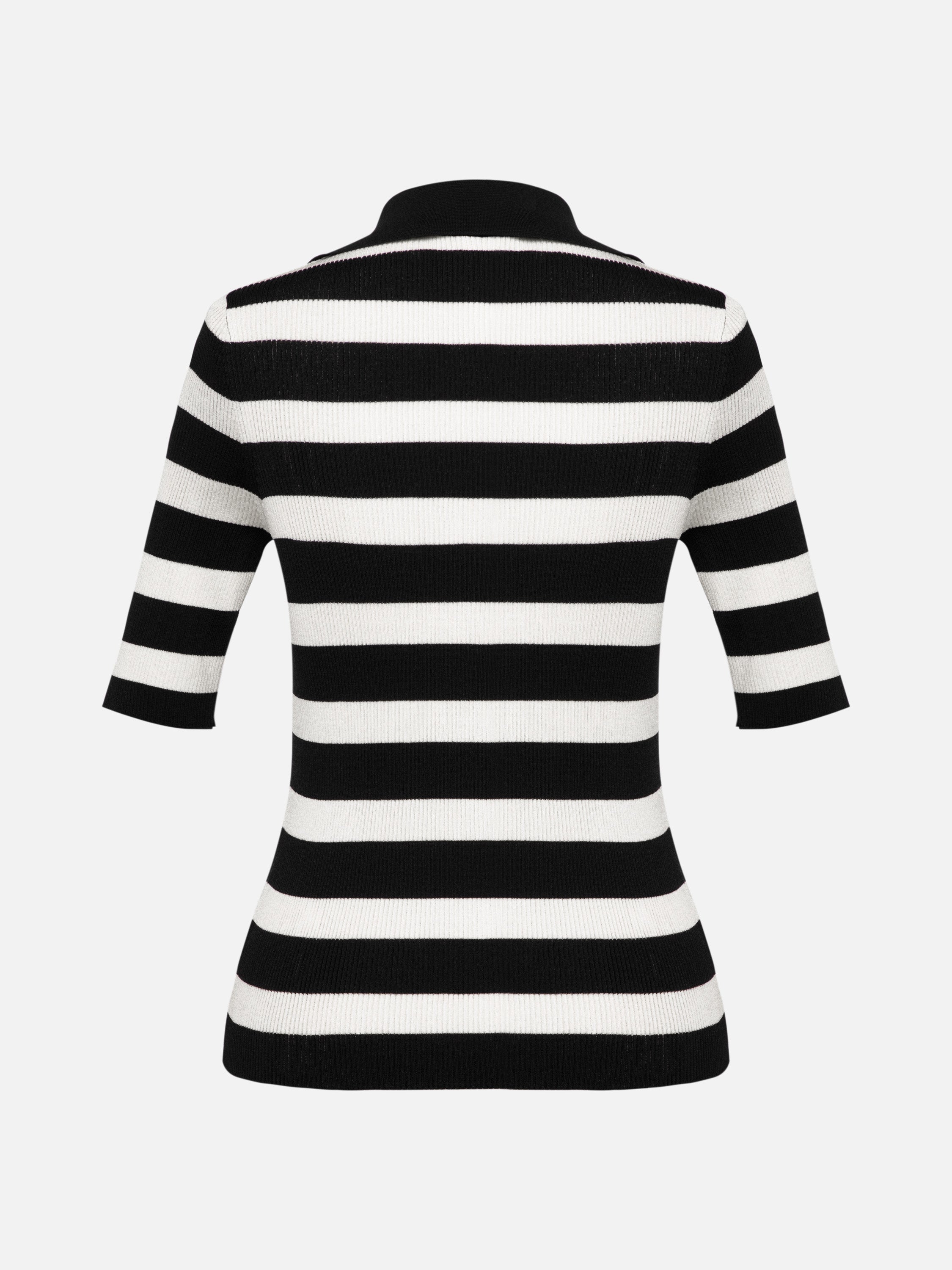EP YAYING Navy Stripes Wool Knit Top