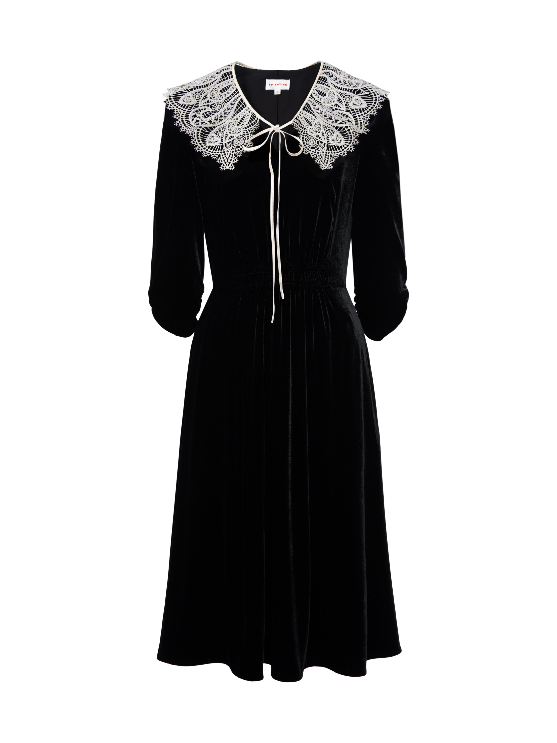 EP YAYING Lace Collar Velvet Knee Length Dress