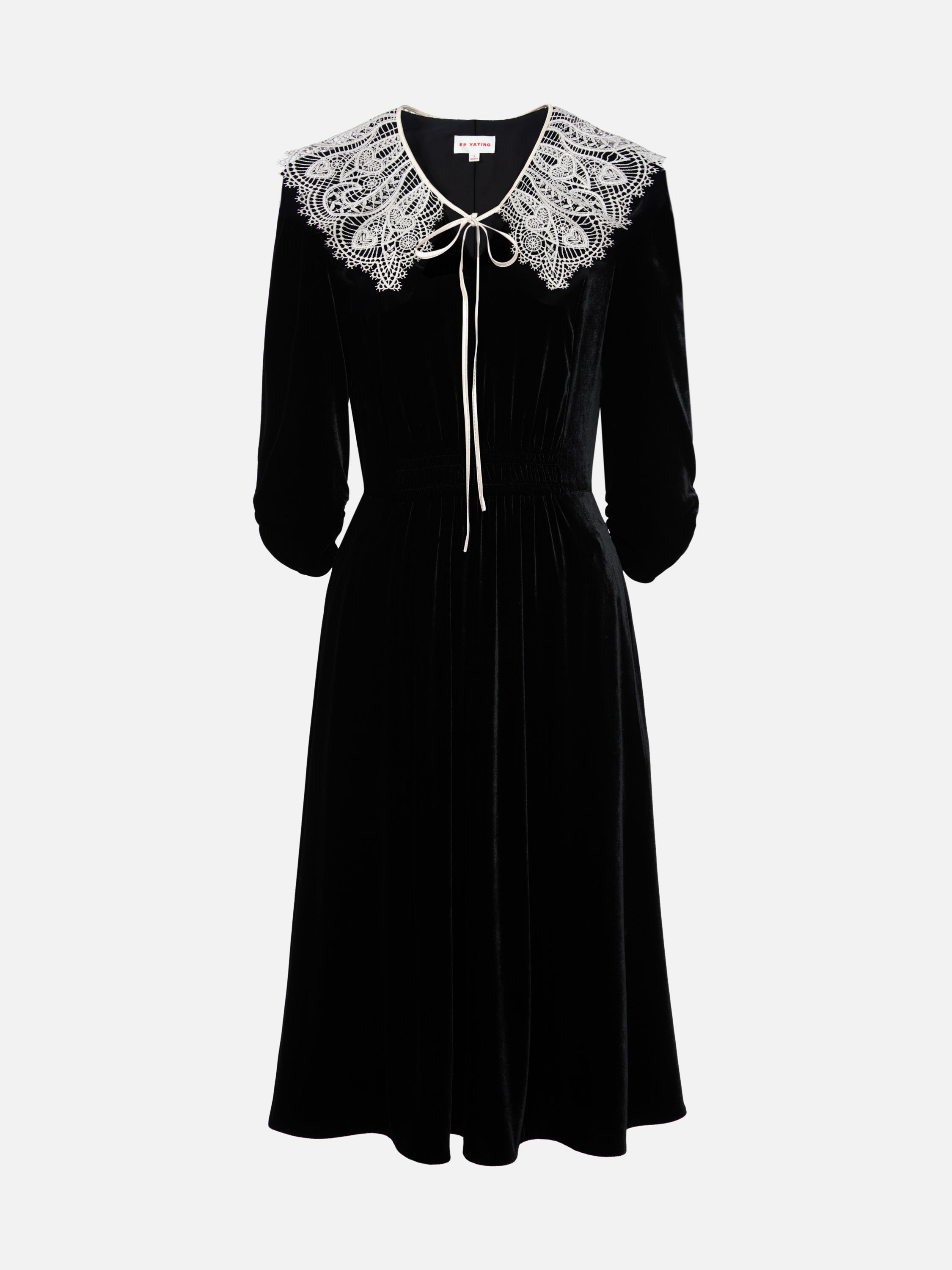EP YAYING Lace Collar Velvet Knee Length Dress
