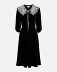 EP YAYING Lace Collar Velvet Knee Length Dress