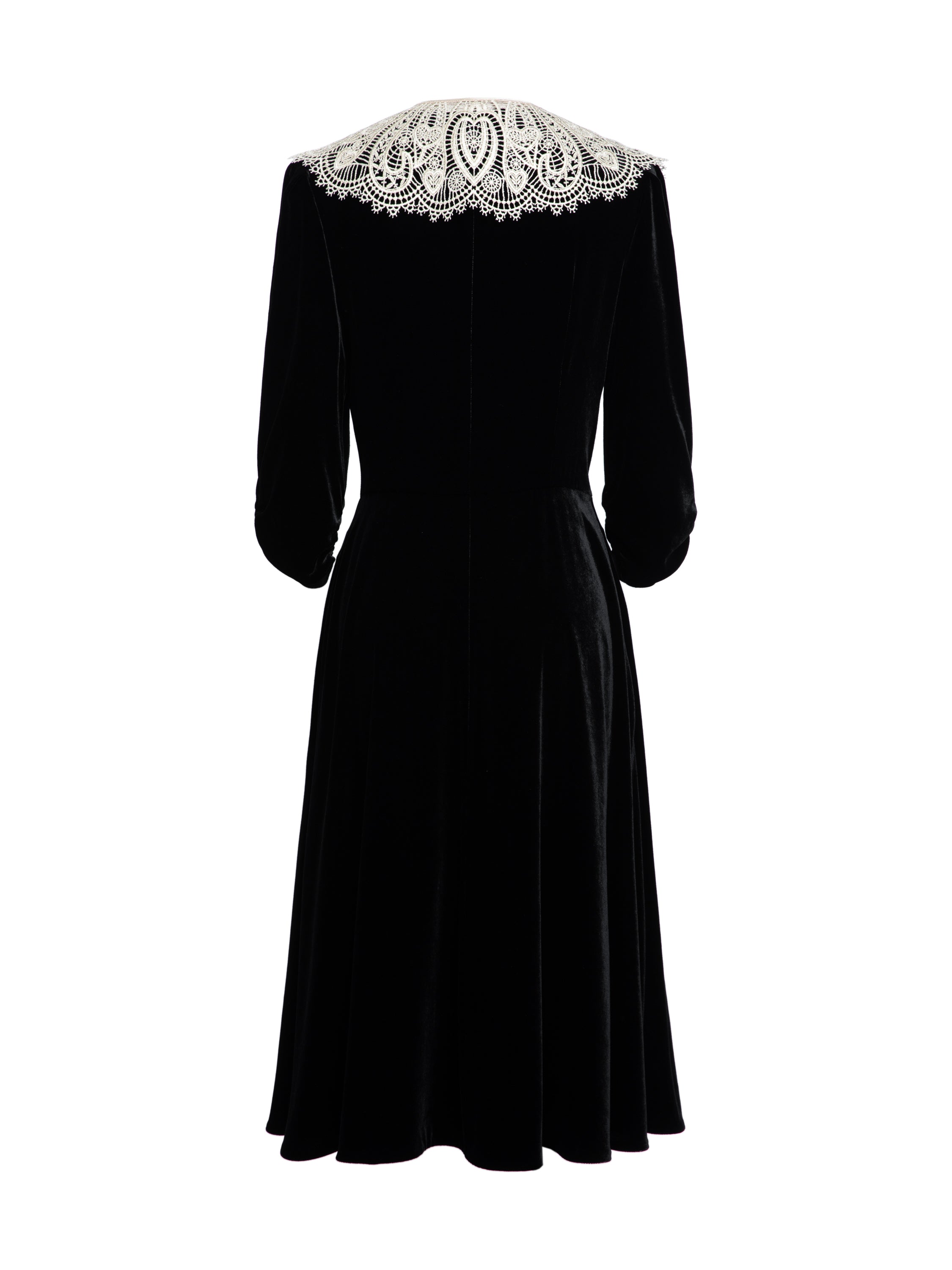 EP YAYING Lace Collar Velvet Knee Length Dress