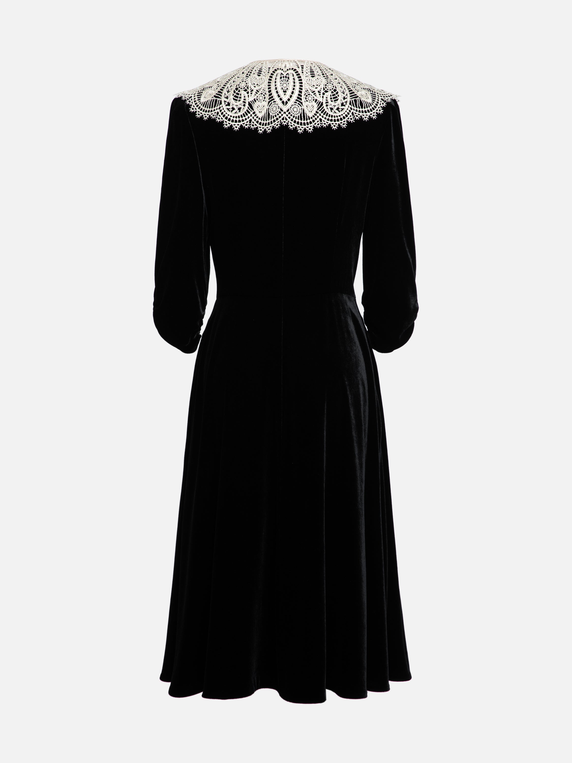 EP YAYING Lace Collar Velvet Knee Length Dress