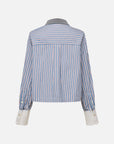 EP YAYING Cotton Blue-and-White Striped Shirt