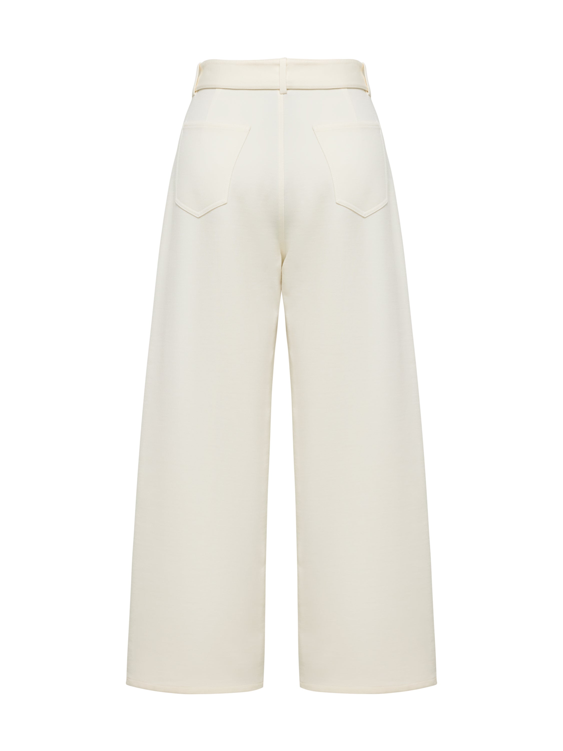 EP YAYING White Stretchy Wool Knit Trousers