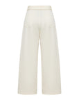 EP YAYING White Stretchy Wool Knit Trousers