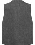 YAYING Linen Blend Short Round Neck Vest Jacket