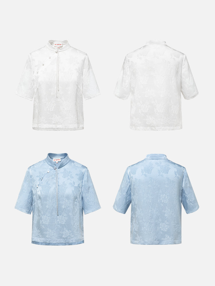 EP YAYING New Chinese Style Silk Shirt