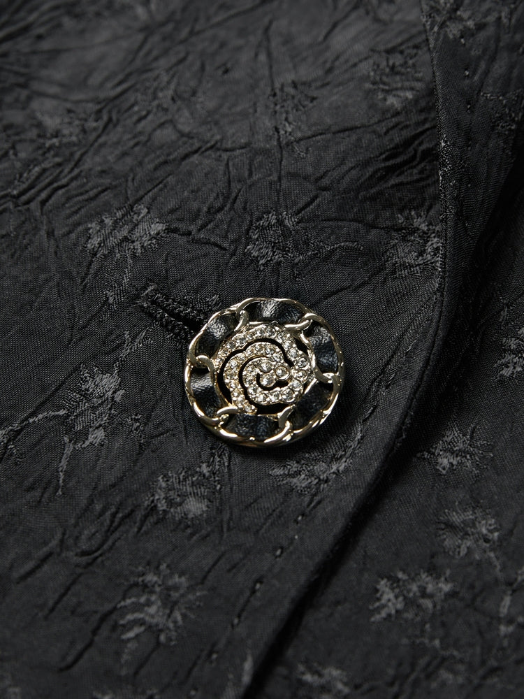 YAYING Jacquard Cinched Waist Blazer Jacket