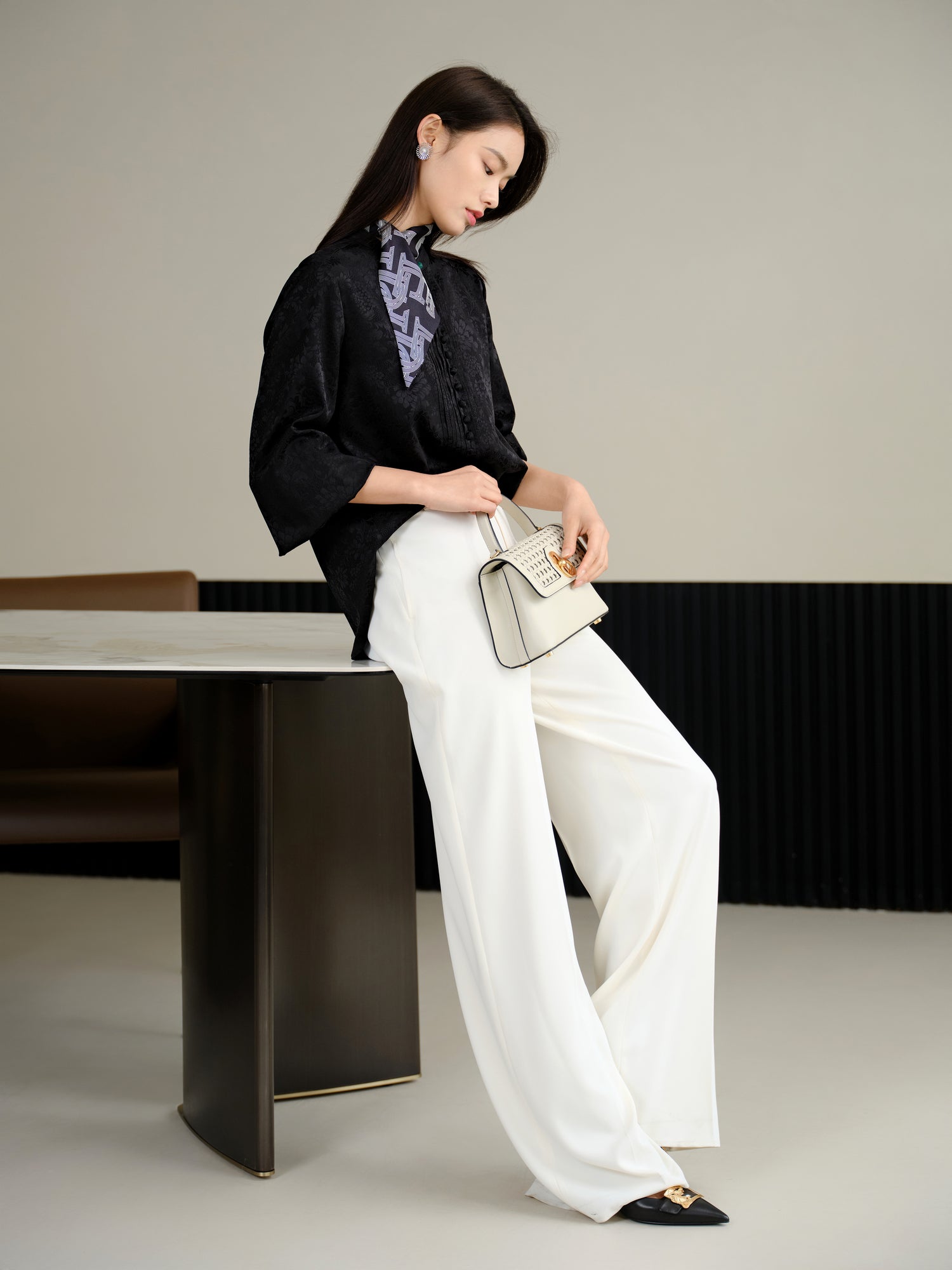 EP YAYING Silk Jacquard Shirt