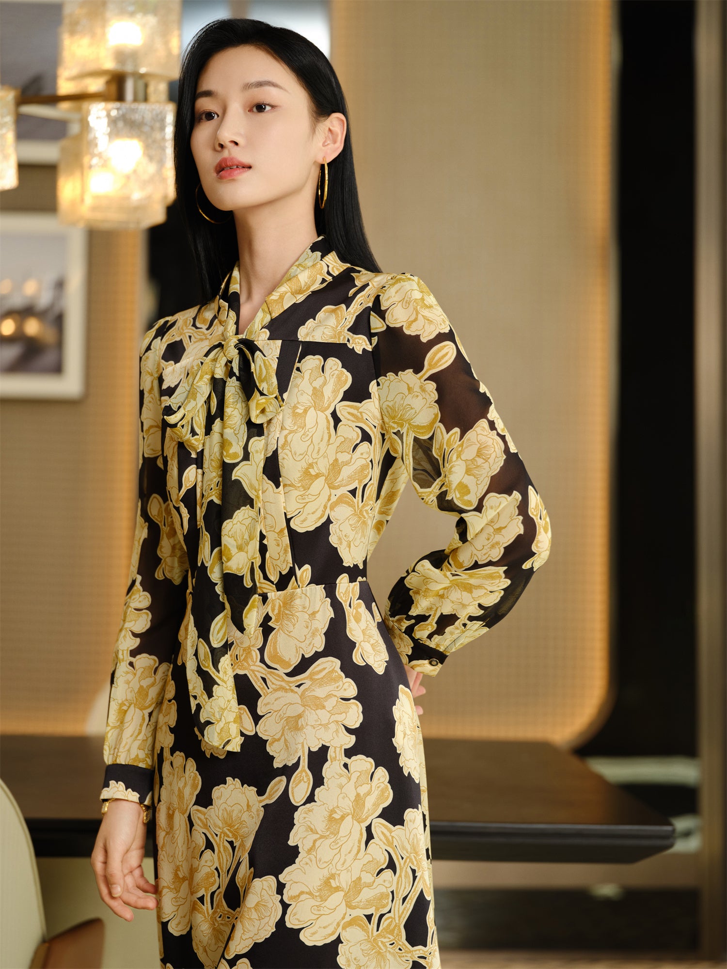 YAYING Printed Mulberry Silk Dress