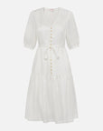 EP YAYING Bubble Sleeve Silk Cotton Dress