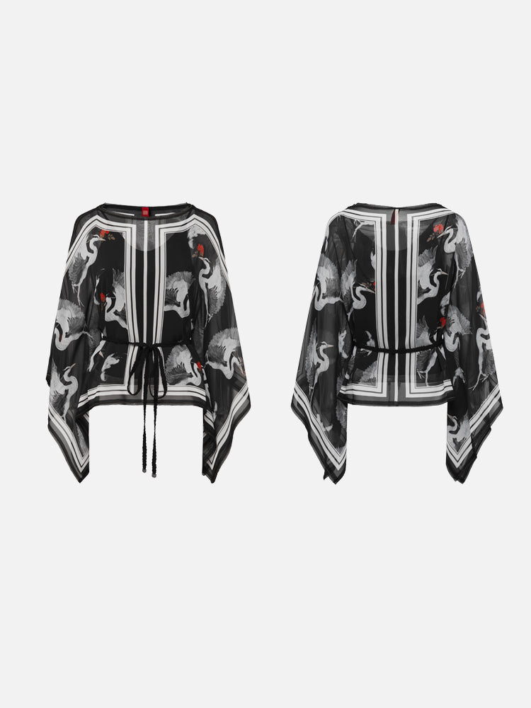 YAYING mulberry silk printed top