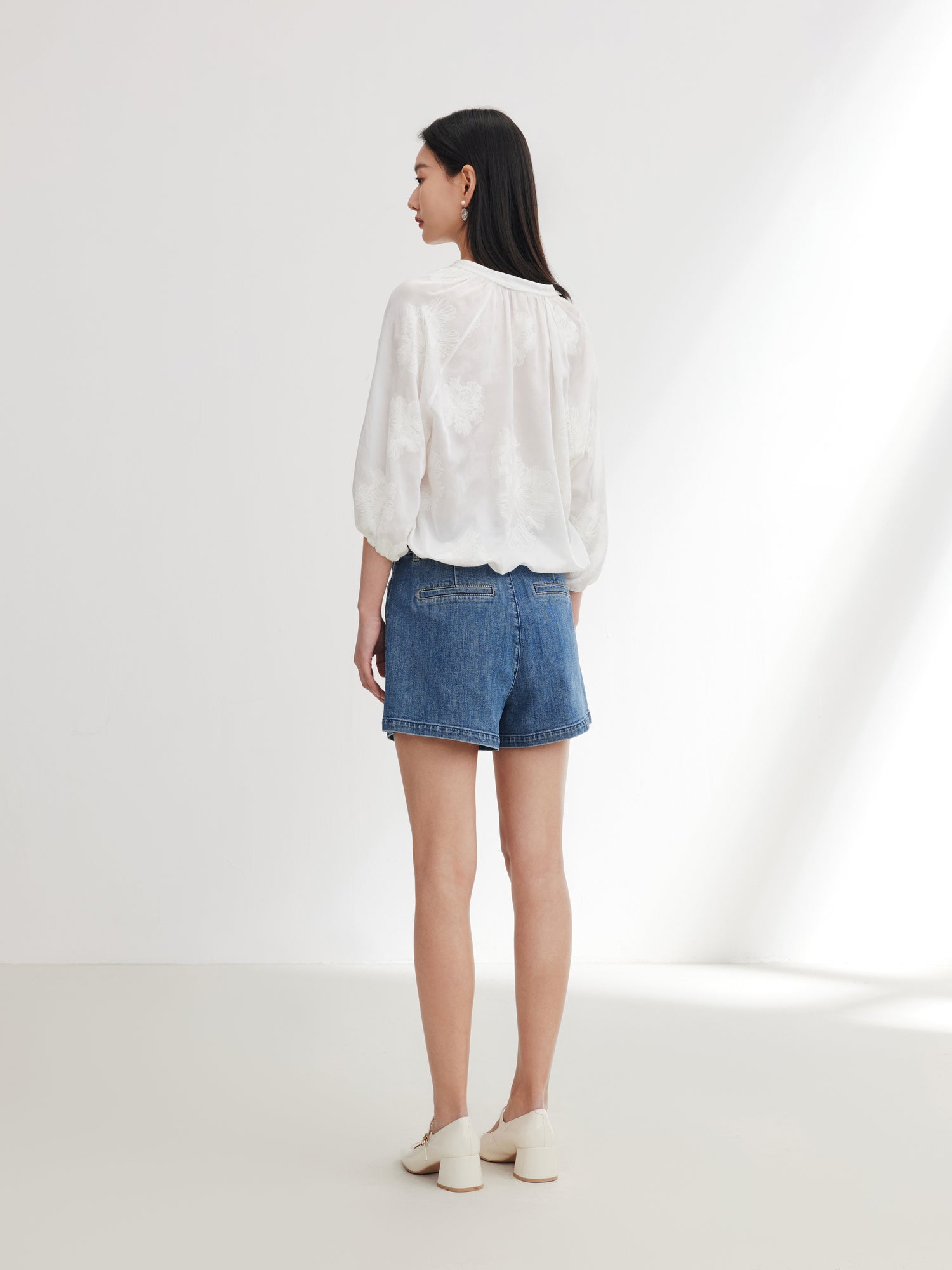 EP YAYING Silk Cotton Embroidered Shirt