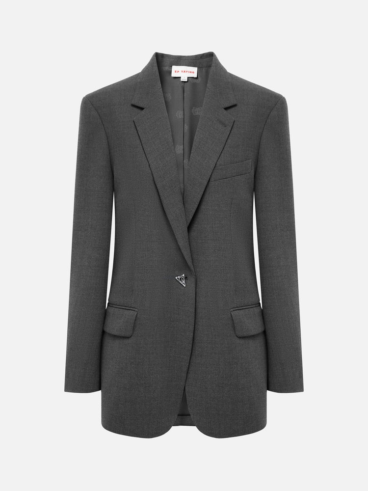 EP YAYING  Gray Wool Blazer