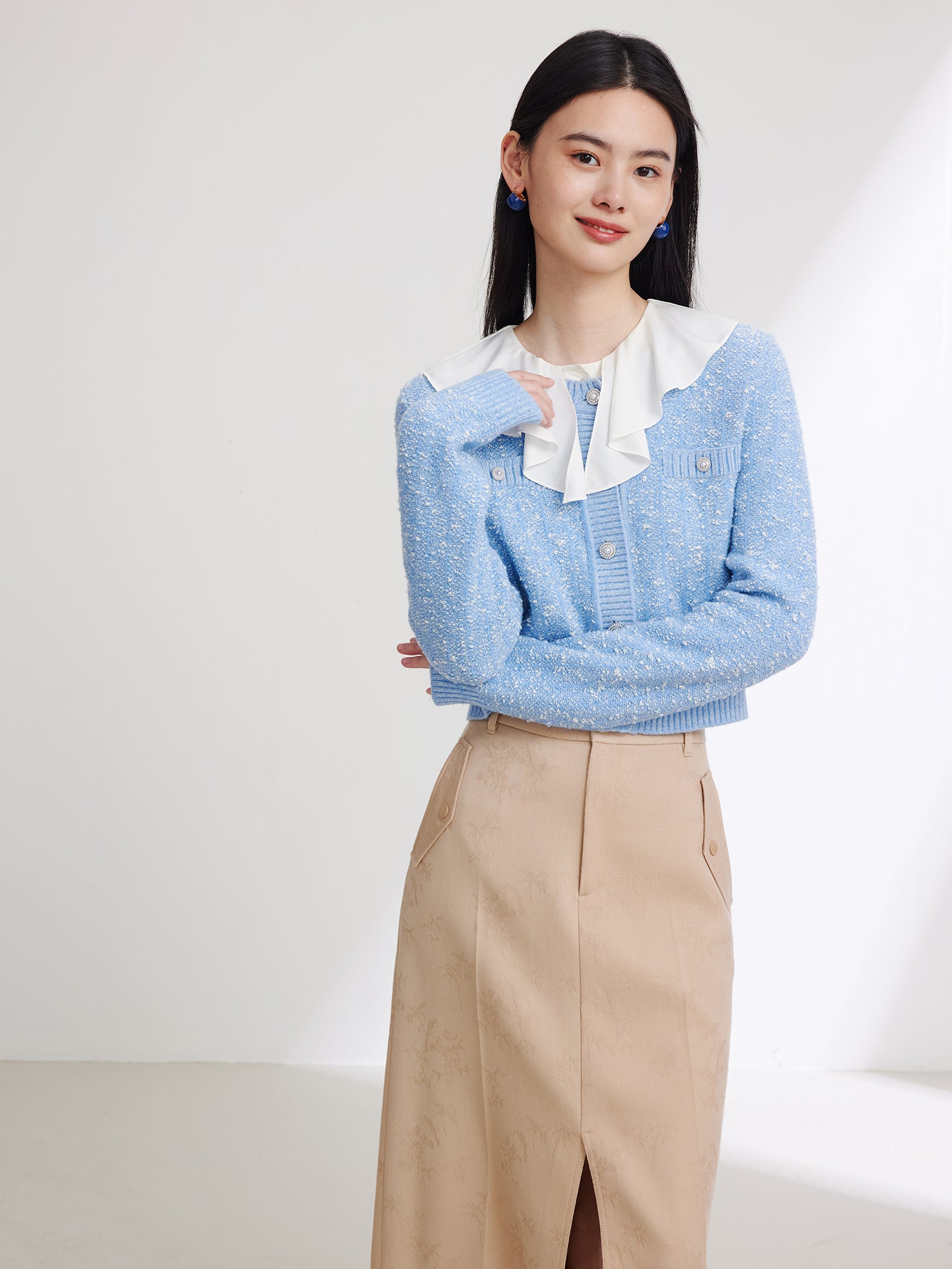 EP YAYING Wool Knitted Cardigan