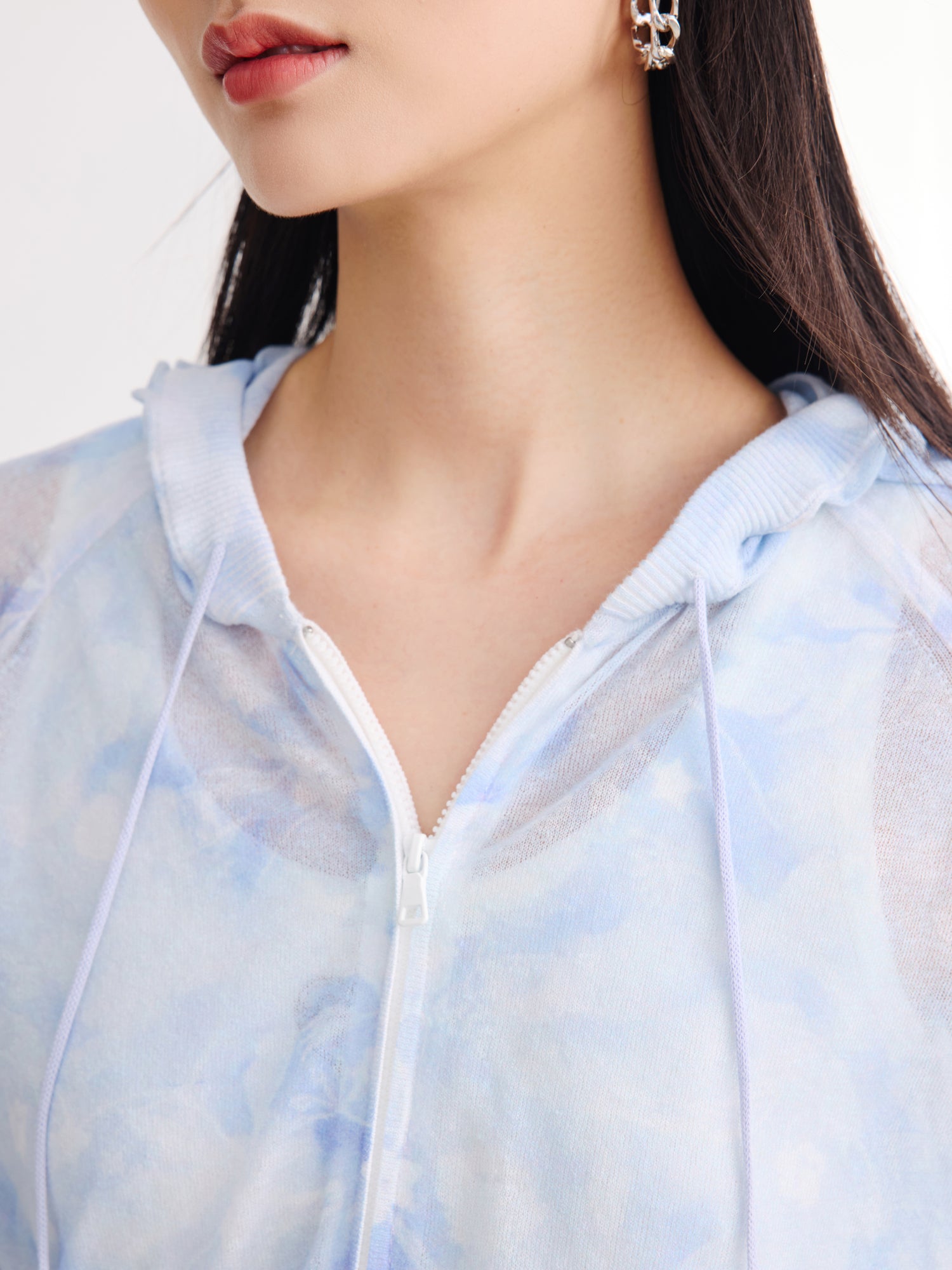 EP YAYING Linen Hooded Knit Cardigan