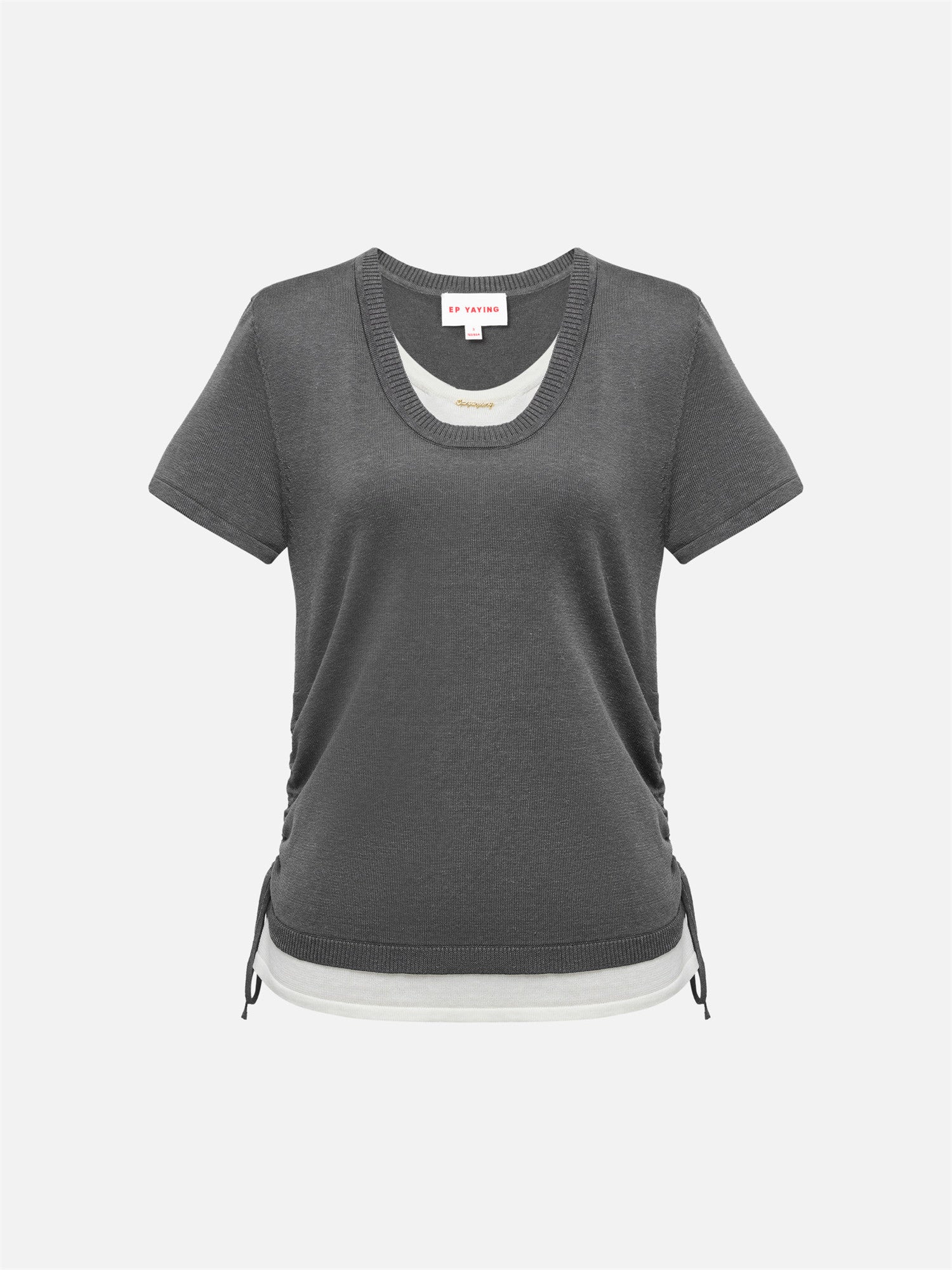 EP YAYING Linen Blend Crew Neck T-Shirt EGKEH9556AC