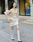 EP YAYING Lantern Sleeve Silk Shirt EGKES2311AY