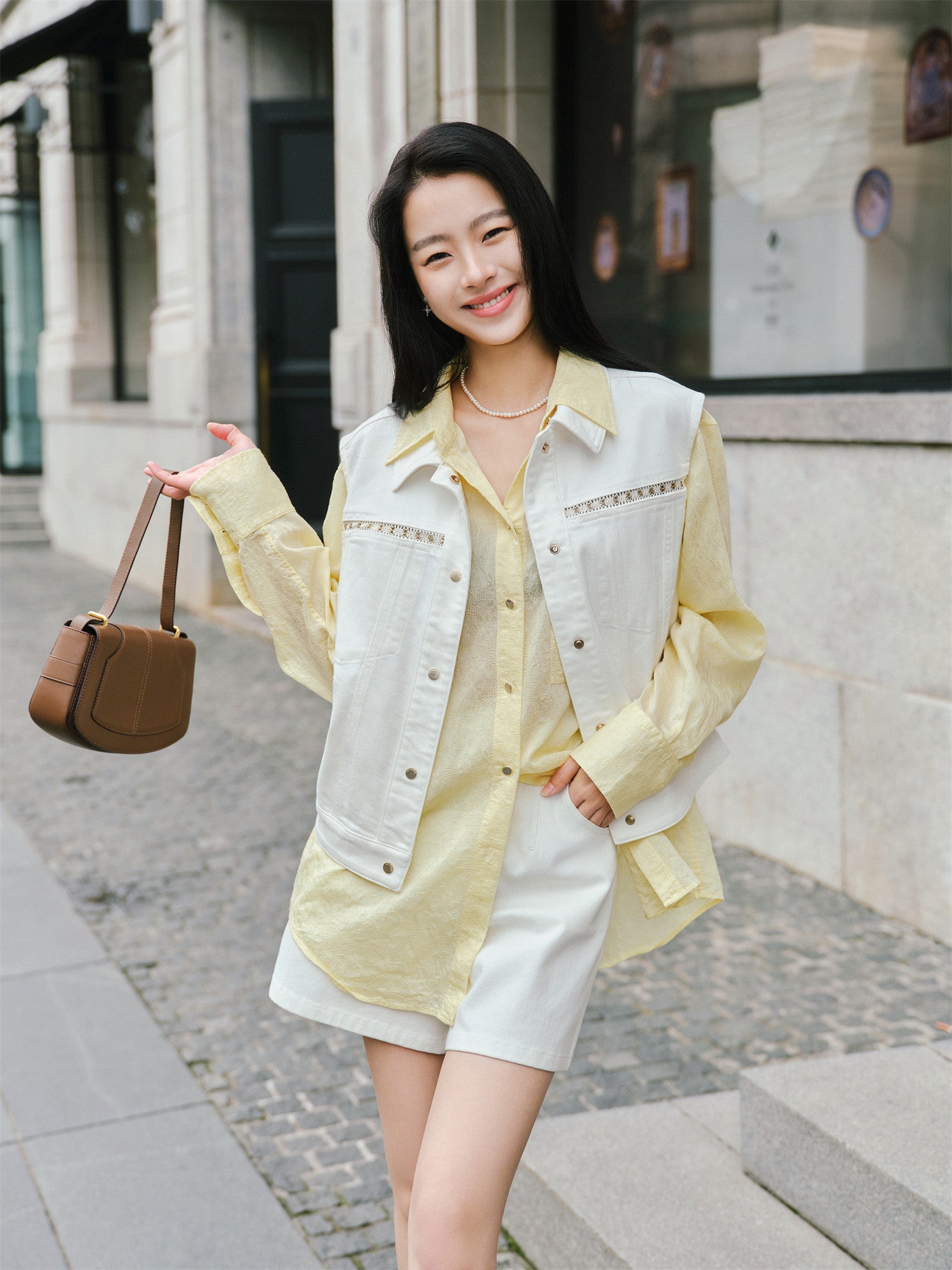EP YAYING Subtle Jacquard Tencel Shirt EGKEA2108BY